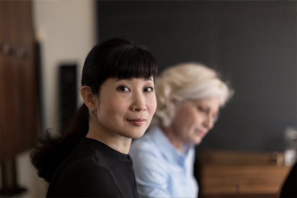 Chinese business woman looking at the camera
